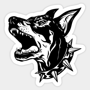 Angry Doberman Dog Black&White Sticker